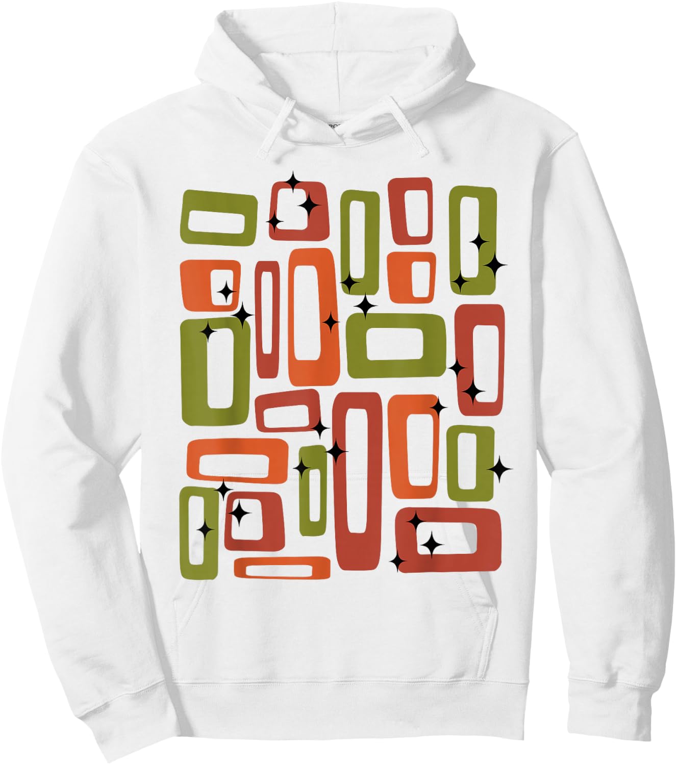 Midcentury Mid Century Retro Abstract Geometric Olive Green Hoodie - Hoodie | White