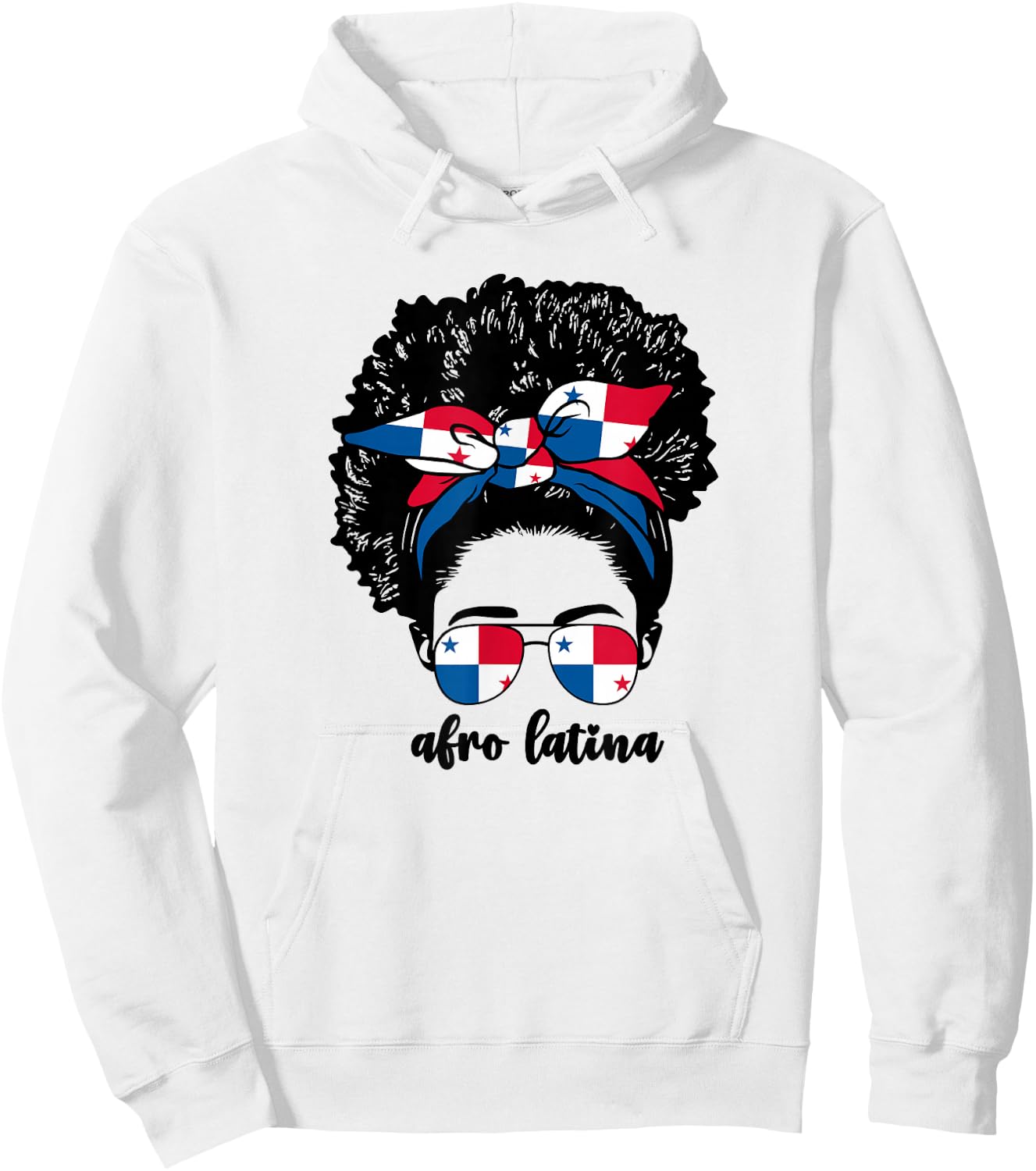Black Afro Latina Panamanian Girl Women Panama Flag Panameña Hoodie - Hoodie | White