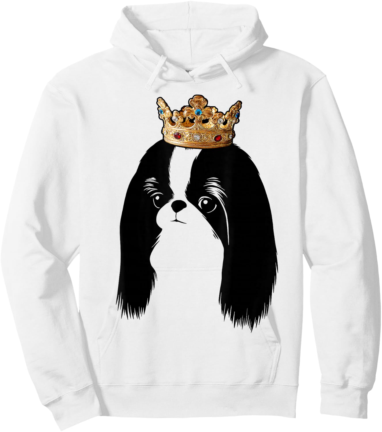 Japanese Chin Dog Wearing Crown Women Kids Hoodie - Hoodie | White