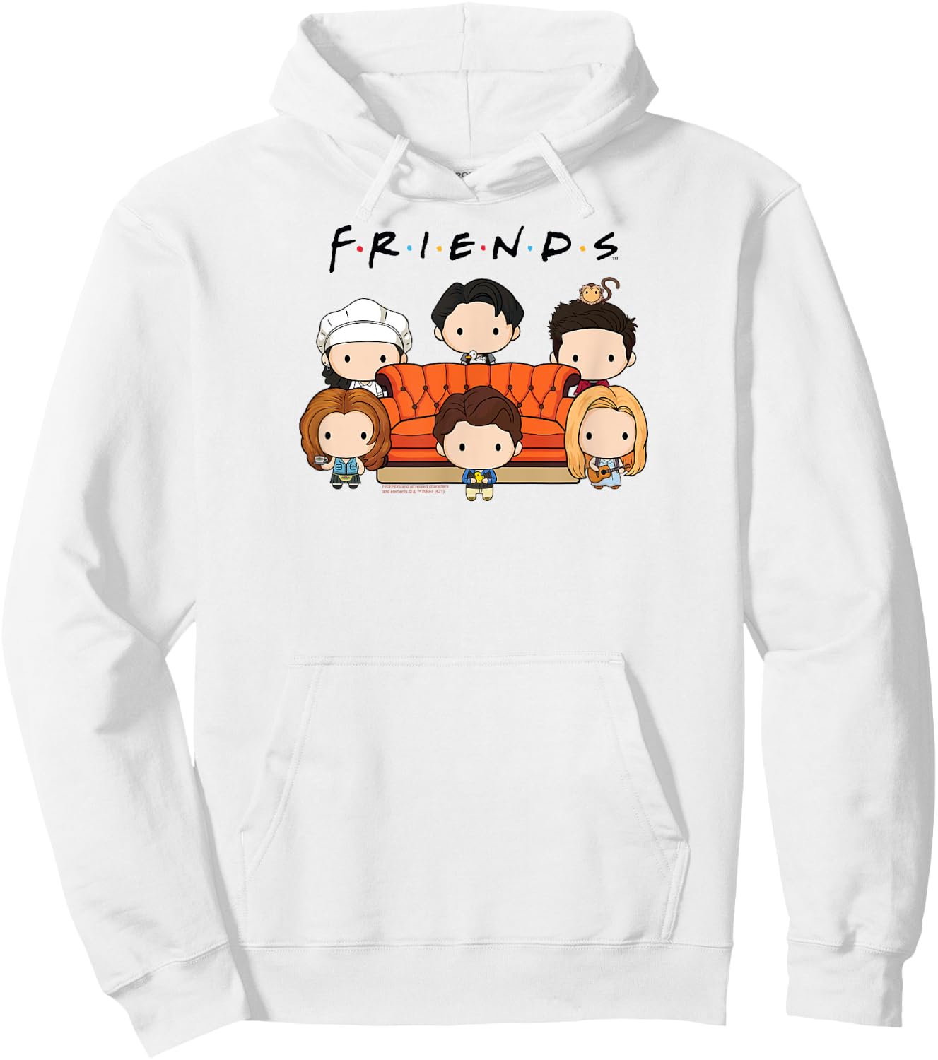 Friends Chibi Cast with Sofa Funny TV Show Hoodie - Hoodie | White