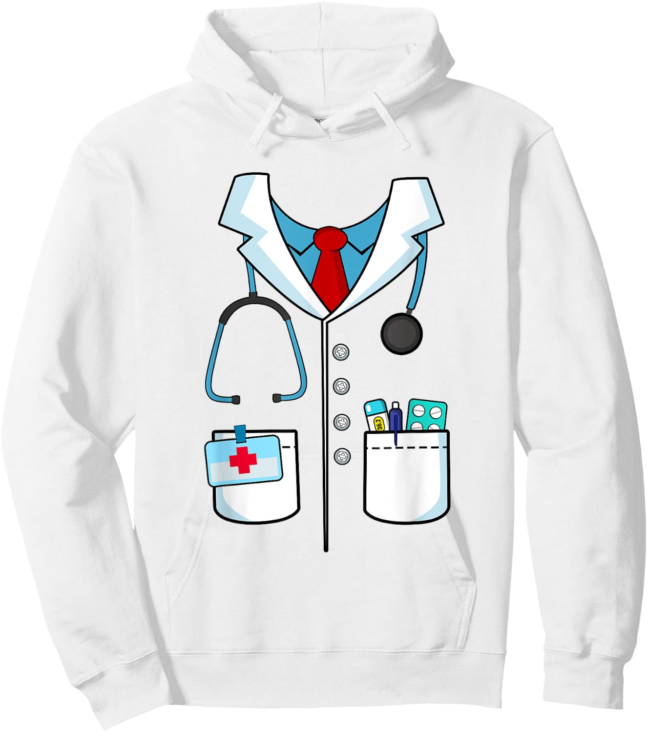 Kids Adult Halloween Doctor Costume Hospital Doc Hoodie - Hoodie | White
