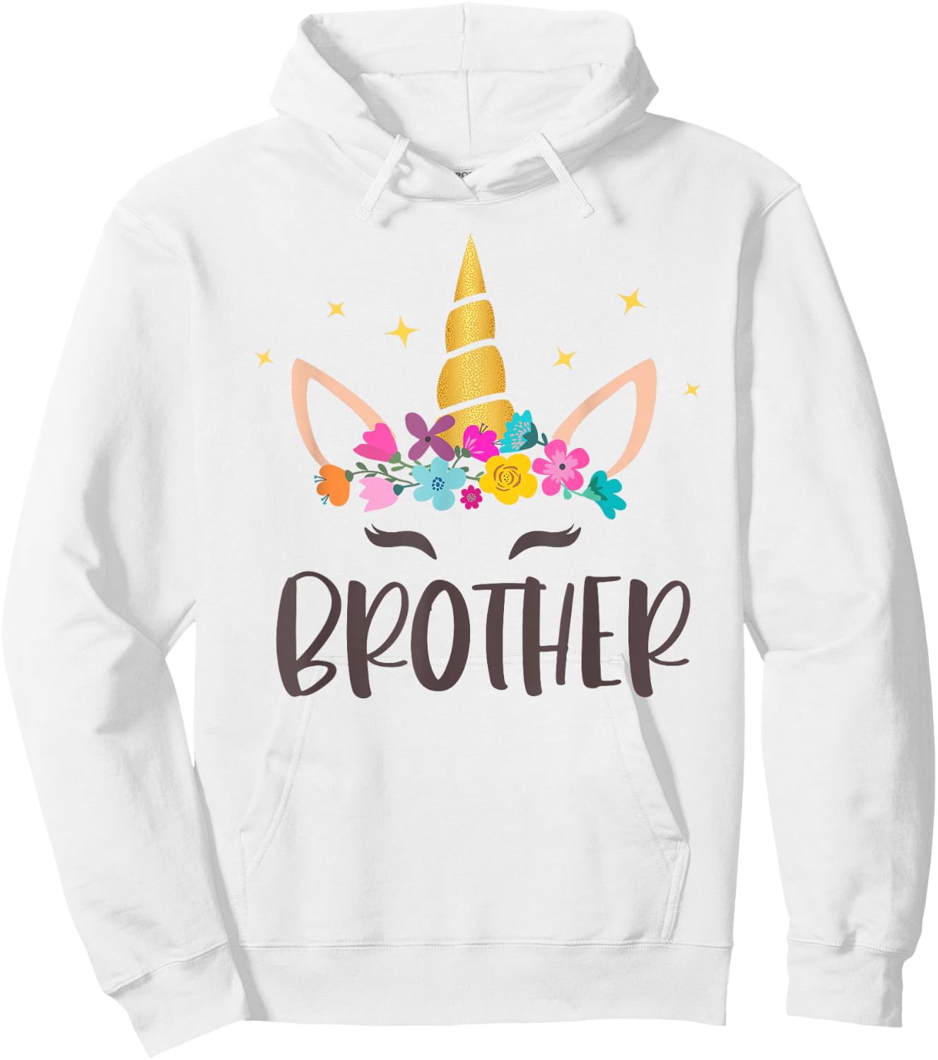Brother Unicorn Floral Birthday Matching Hoodie - Hoodie | White