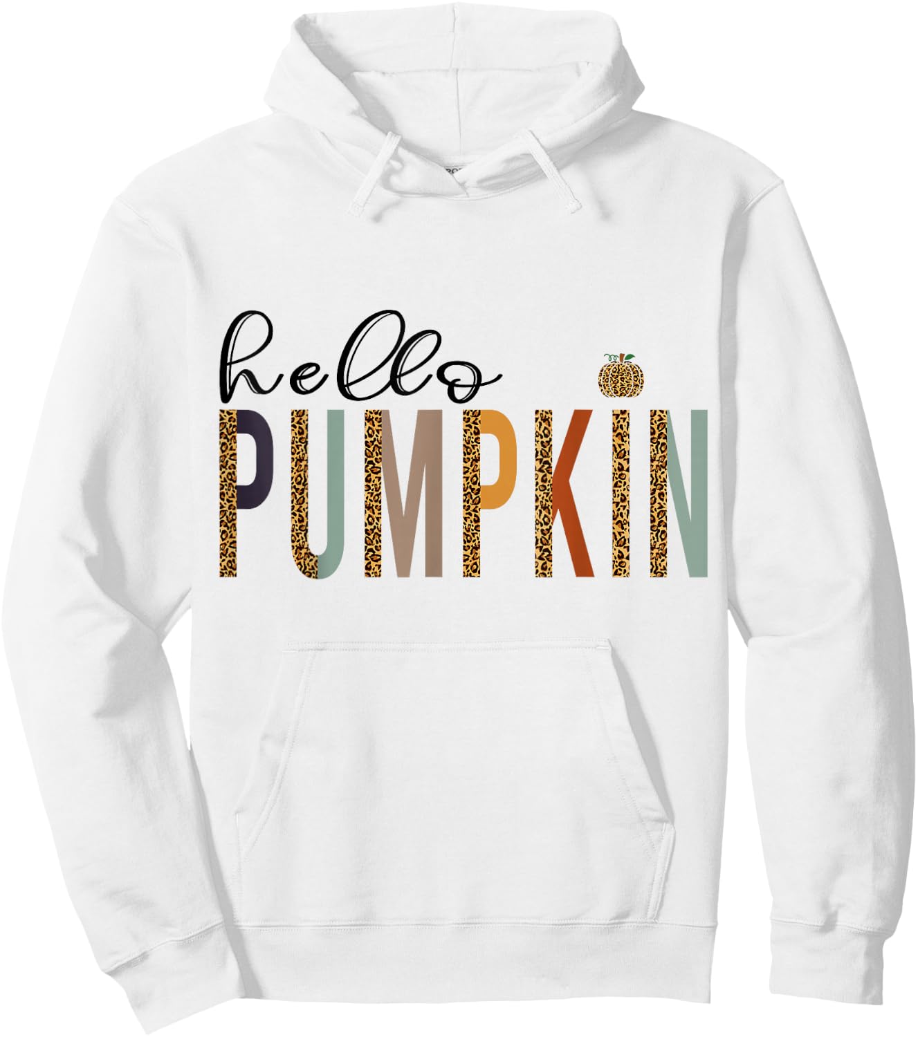 Leopard Pumpkin Hello Pumpkin Graphic Fall Halloween Costume Hoodie - Hoodie | White