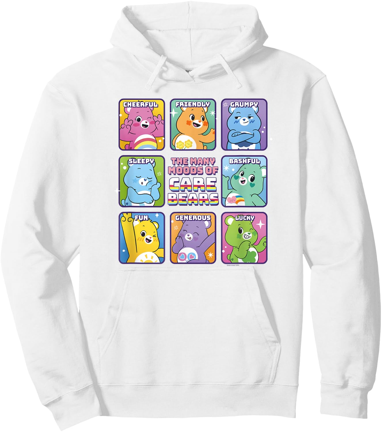 Care Bears Vintage Classic The Many Moods Of Care Bears , white, S Hoodie - Hoodie | White