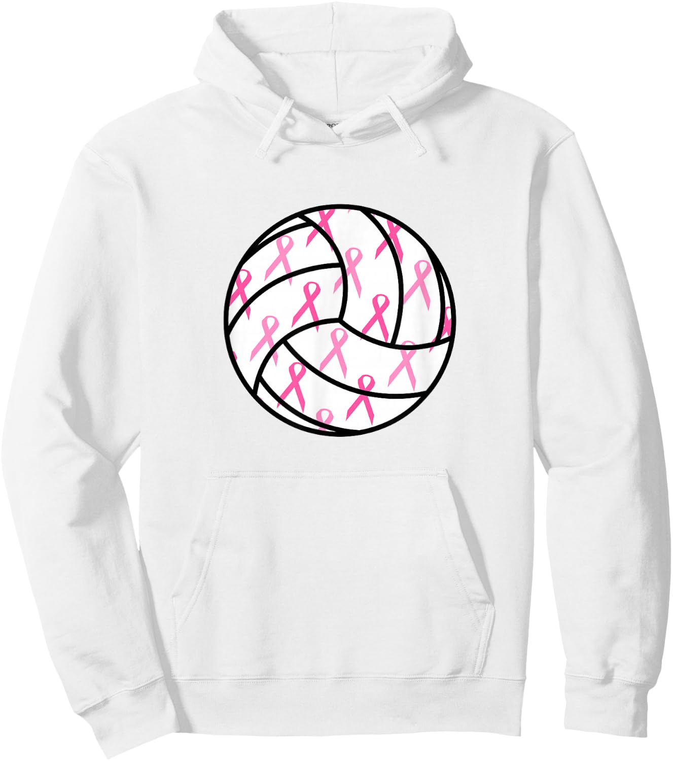 Volleyball Breast Cancer Awareness Pink Ribbon Teens Women Hoodie - Hoodie | White