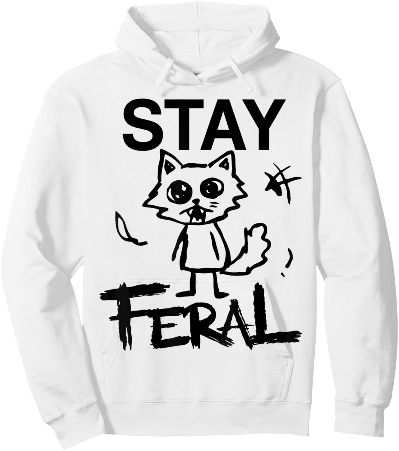 Funny Cat Anti Social Humor Stay Feral Hoodie - Hoodie | White