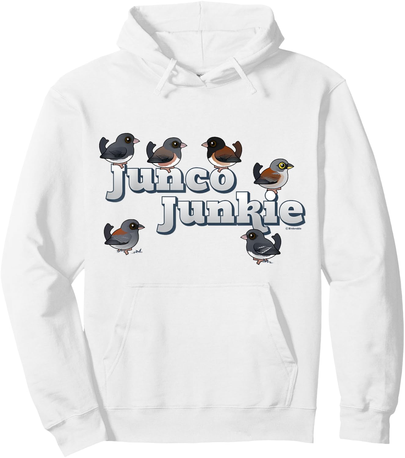 Cute Cartoon Junco Junkie Birdorable Birds Dark-eyed Juncos Hoodie - Hoodie | White