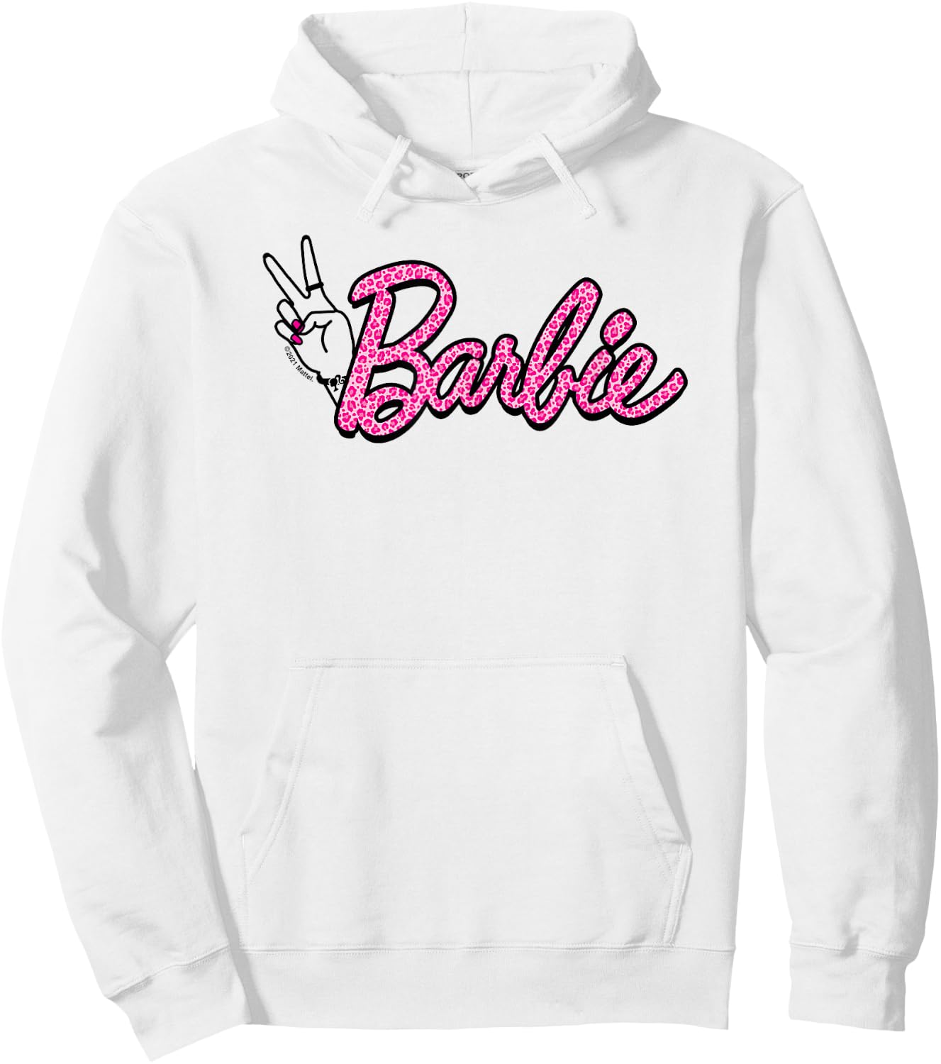 Barbie - Pink Leopard Print Logo Hoodie - Hoodie | White