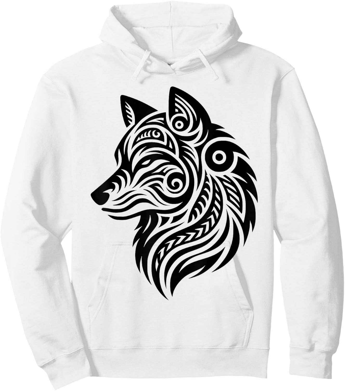 Polynesian Tribal Wolf Maori Wolf Pattern , grey, S Hoodie - Hoodie | White