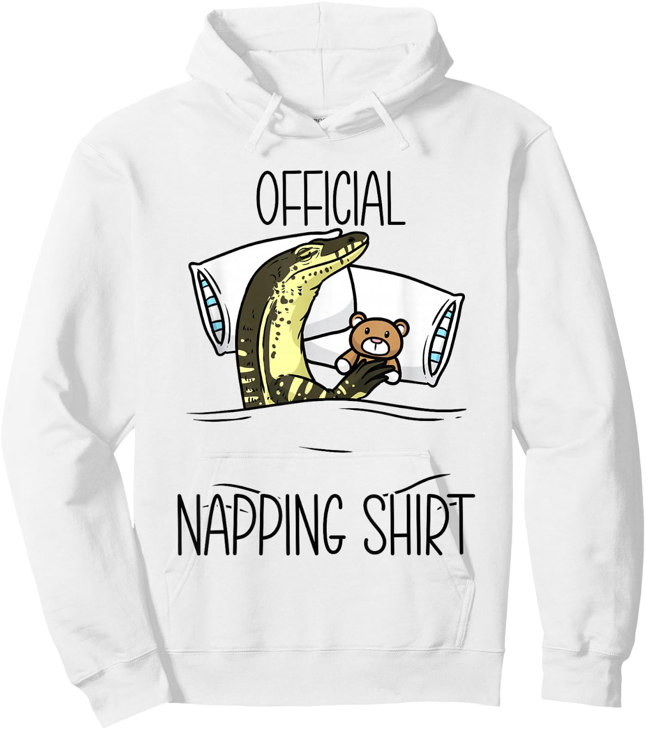 Sleeping Asian Water Monitor Lizard Reptile Napping Hoodie - Hoodie | White