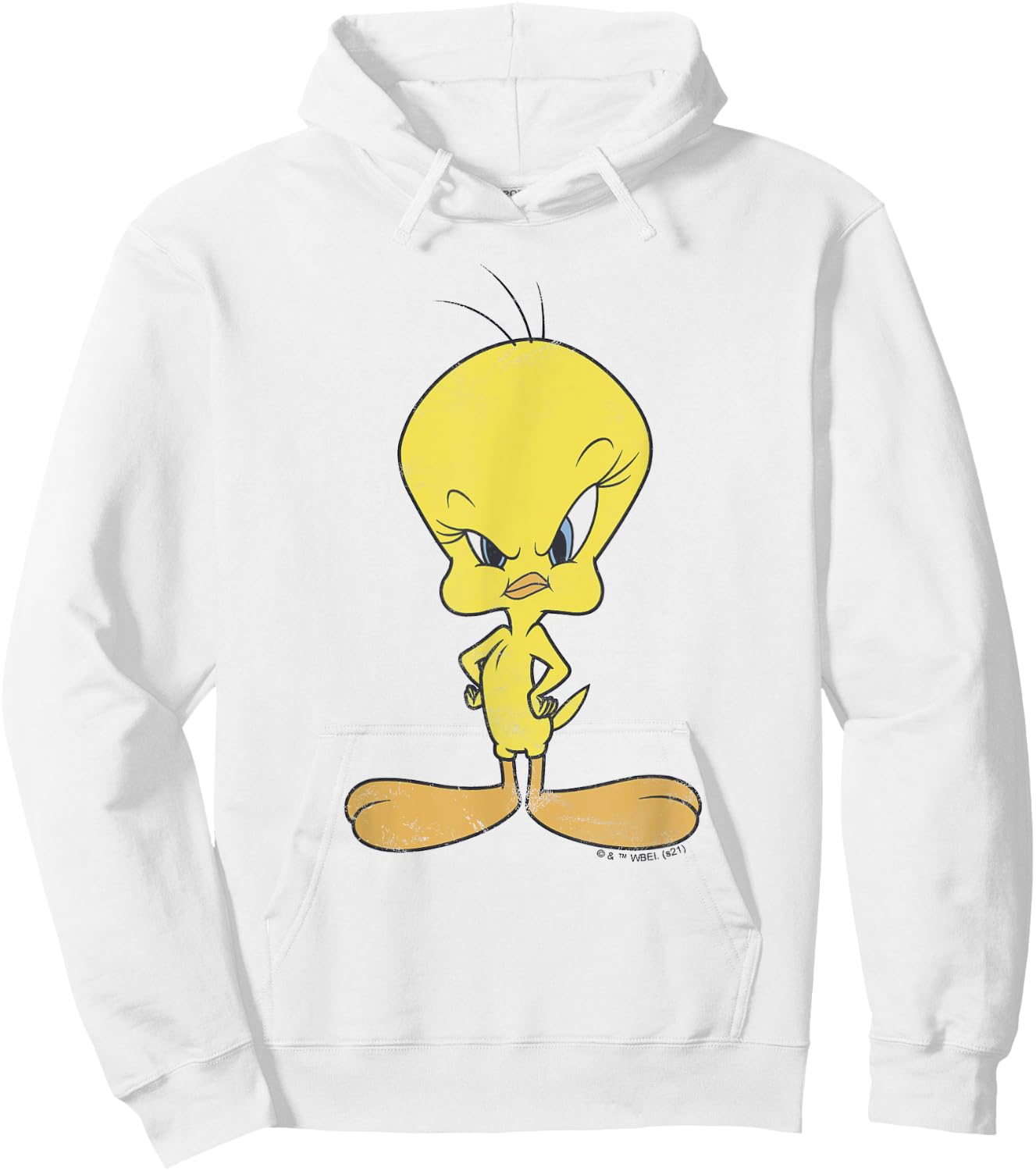 Looney Tunes Tweety Bird Distressed Glare Profile Hoodie - Hoodie | White