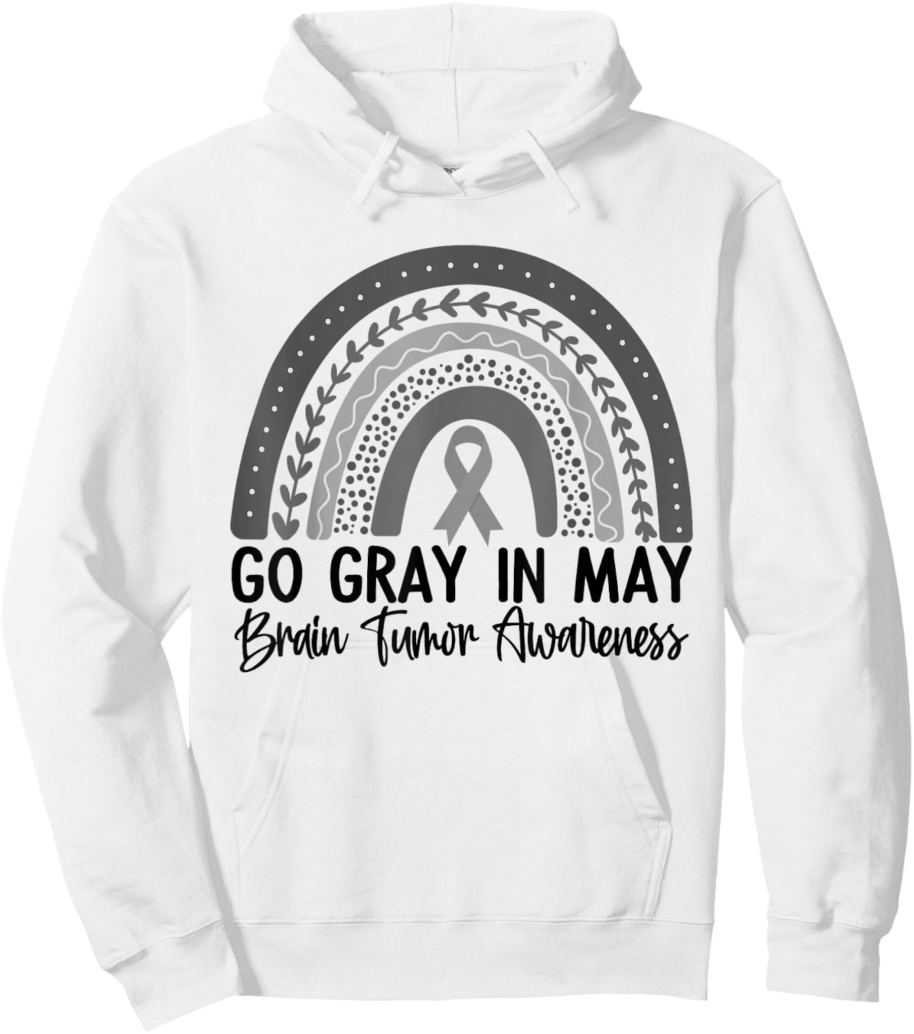 Go Gray In May Shirt Rainbow Brain Cancer Tumor Awareness Hoodie - Hoodie | White