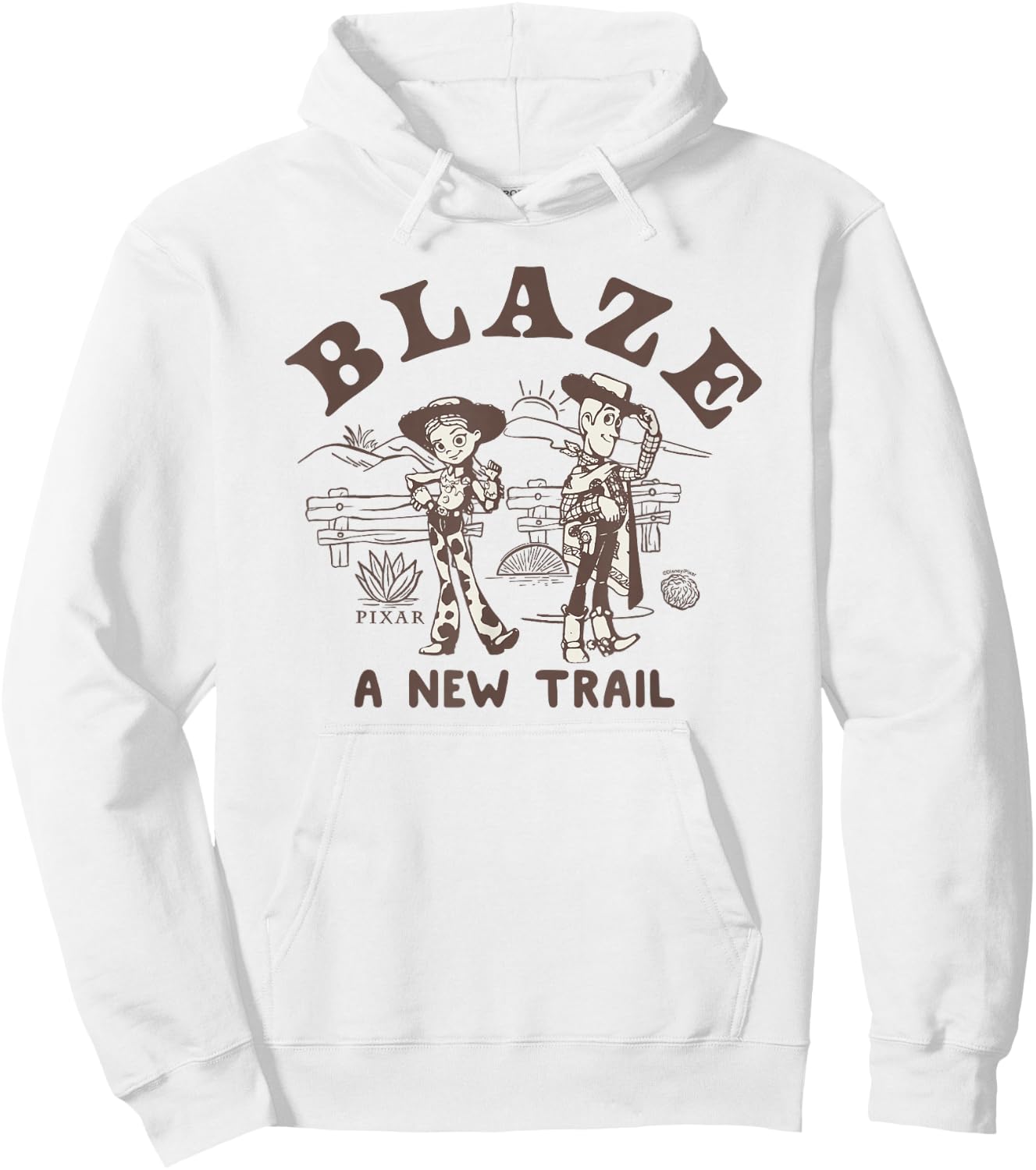 Disney Pixar Toy Story 5 Blaze New Trail Woody Jessie Hoodie - Hoodie | White