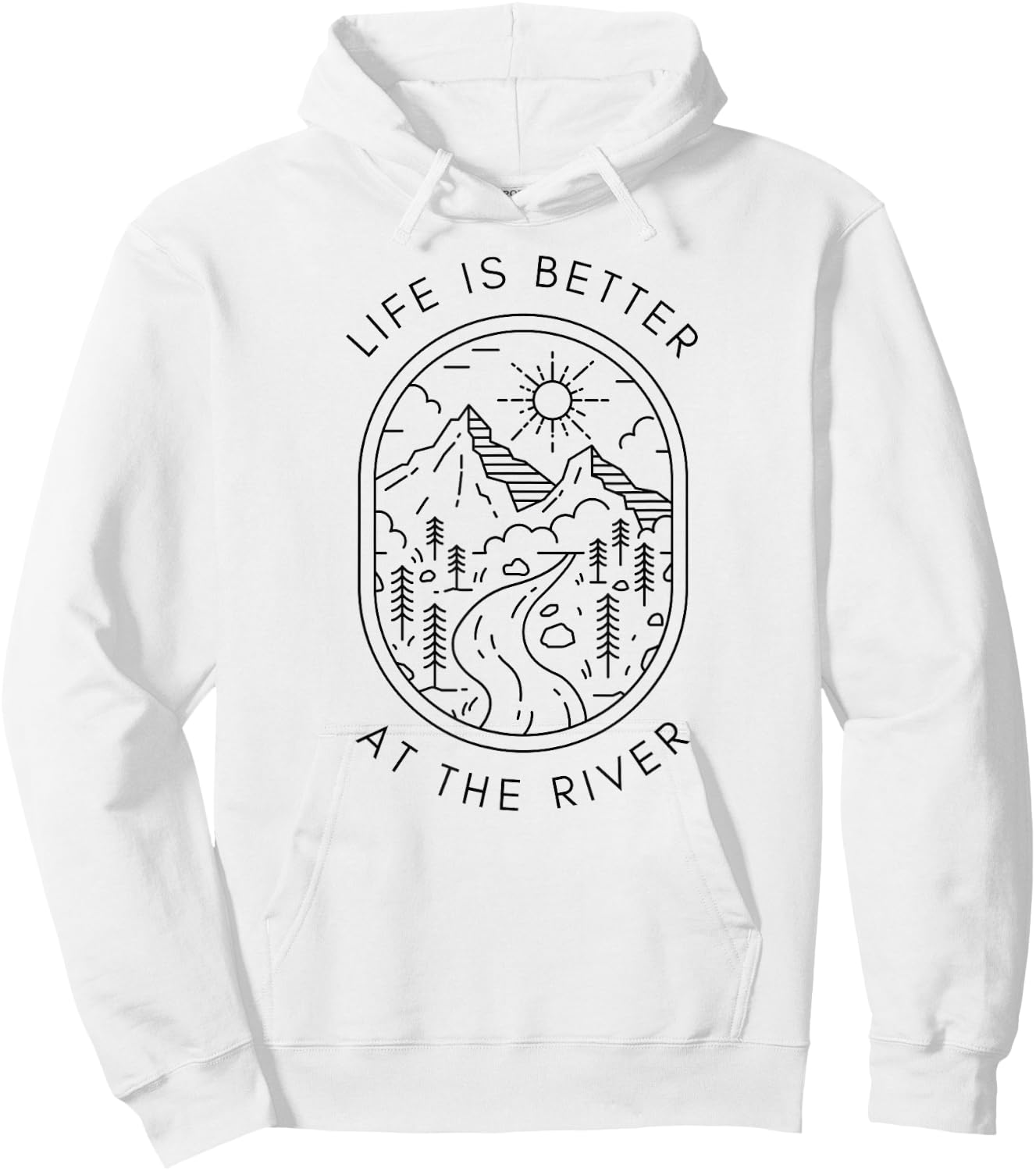 Life is Better at The River Minimalist Outdoor Nature Travel Hoodie - Hoodie | White