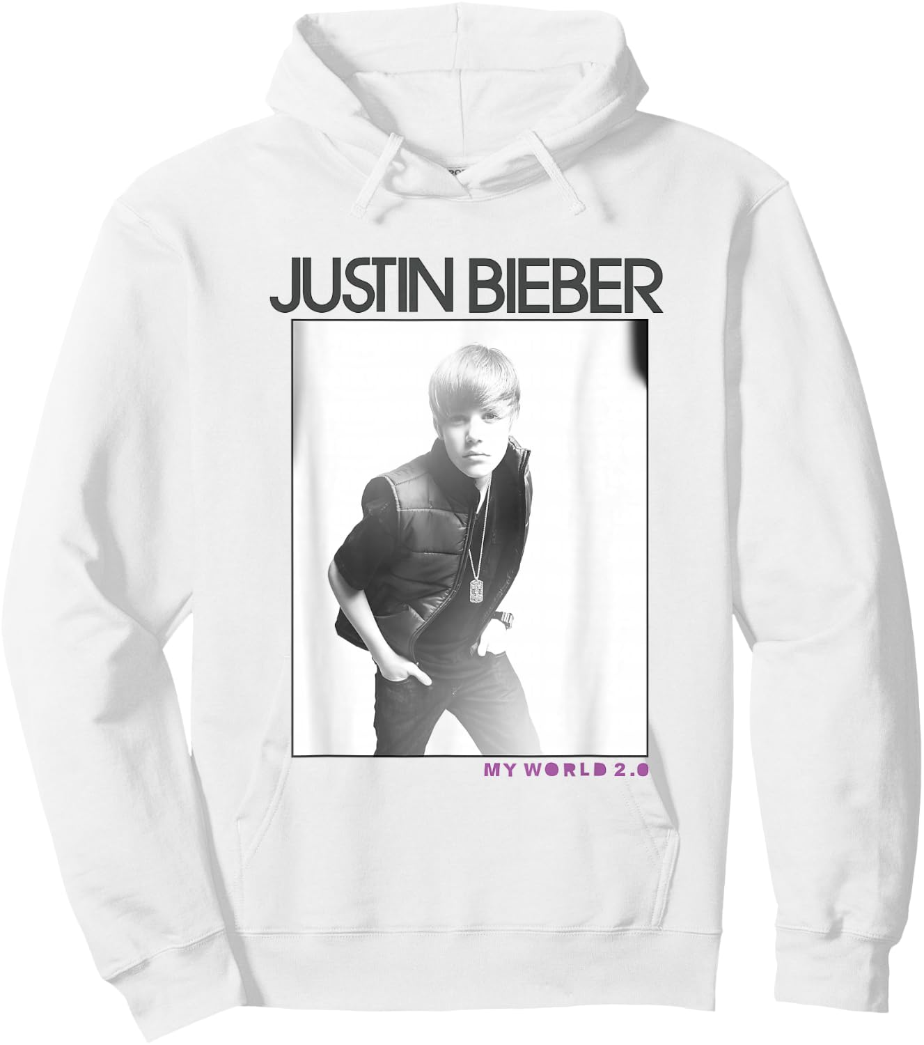 Justin Bieber Official Photo My World 2.0 , White Hoodie - Hoodie | White