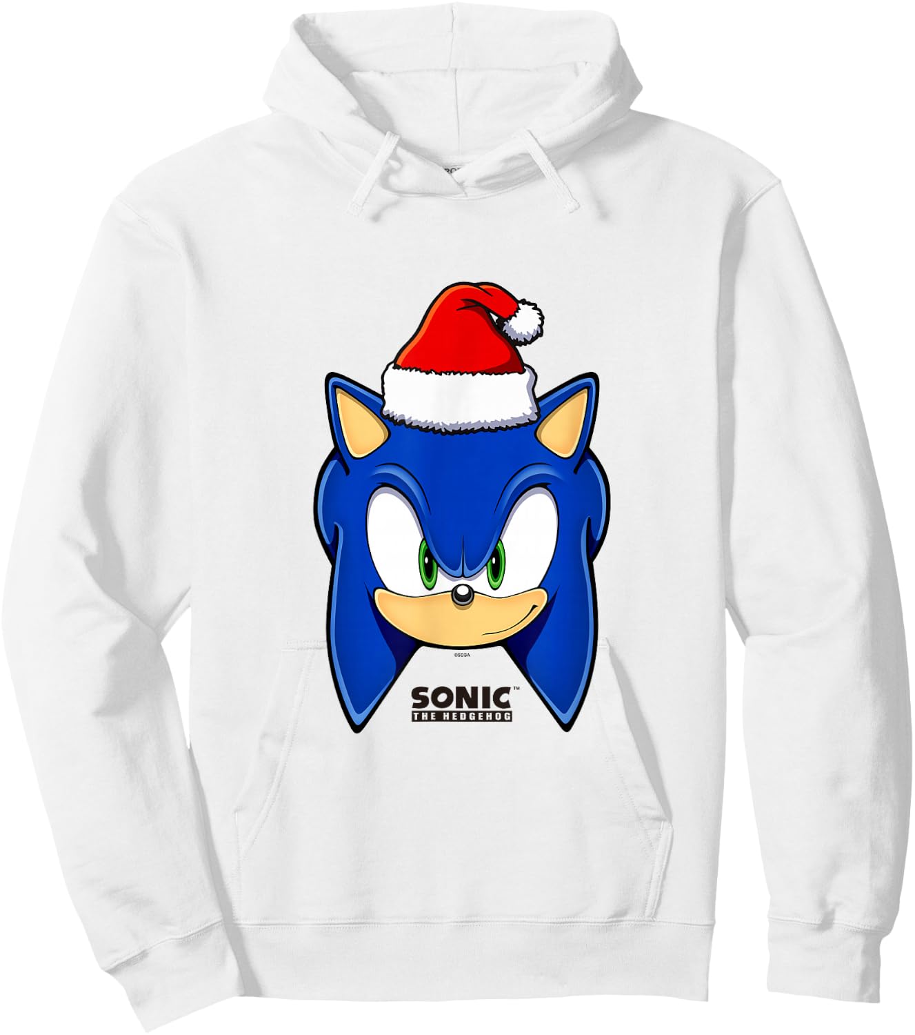 Sonic The Hedgehog Christmas Sonic With Santa Hat Hoodie - Hoodie | White