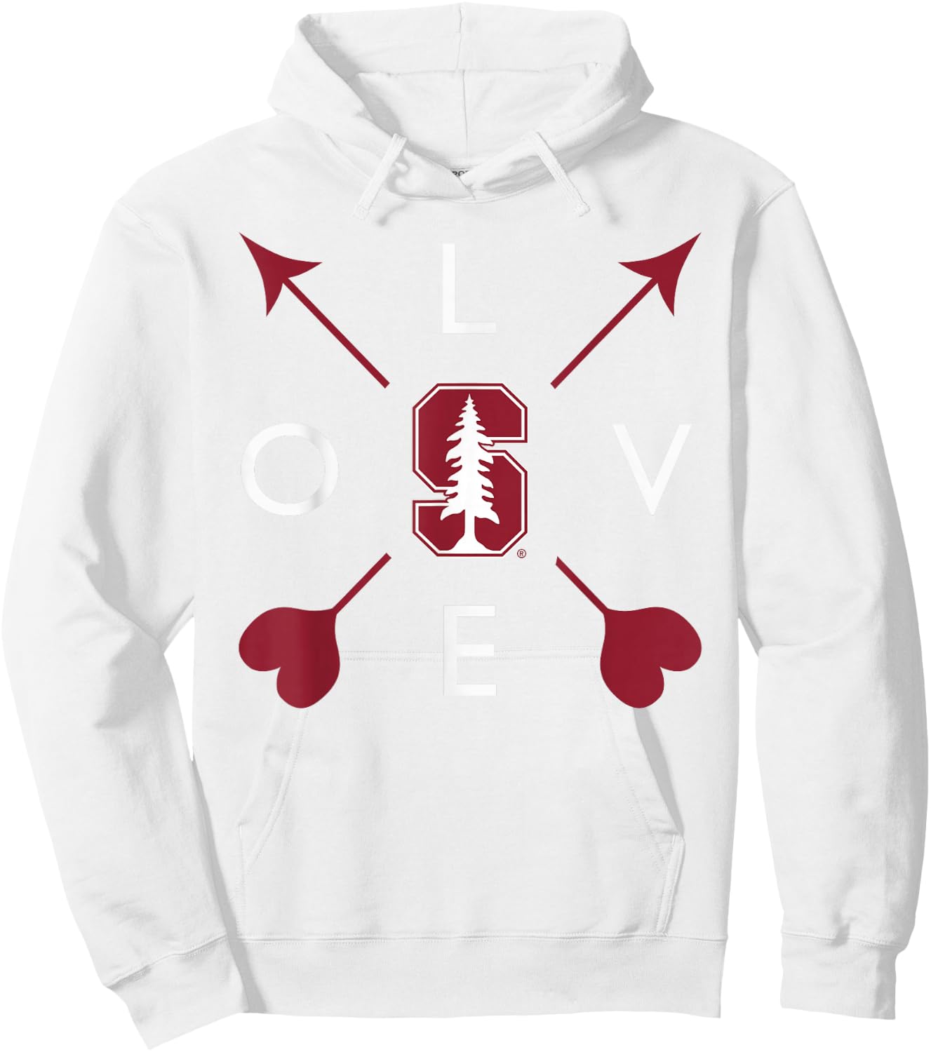 Stanford Cardinal Valentine Arrows Gray Officially Licensed Hoodie - Hoodie | White