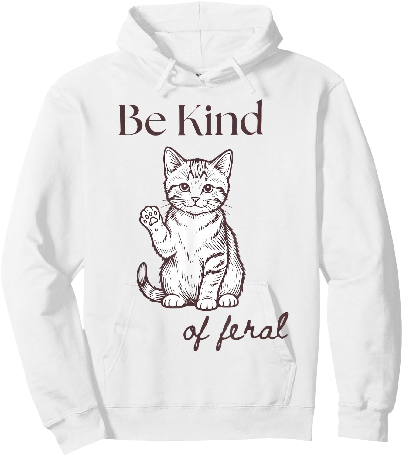 Funny Cat Be Kind of Feral Hoodie - Hoodie | White