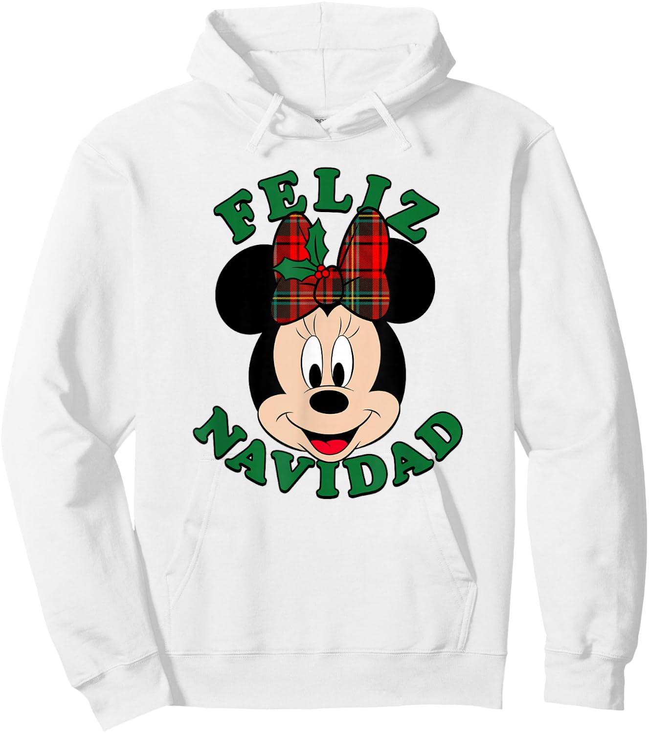 Disney Christmas Minnie Mouse Bow Feliz Navidad Hoodie - Hoodie | White
