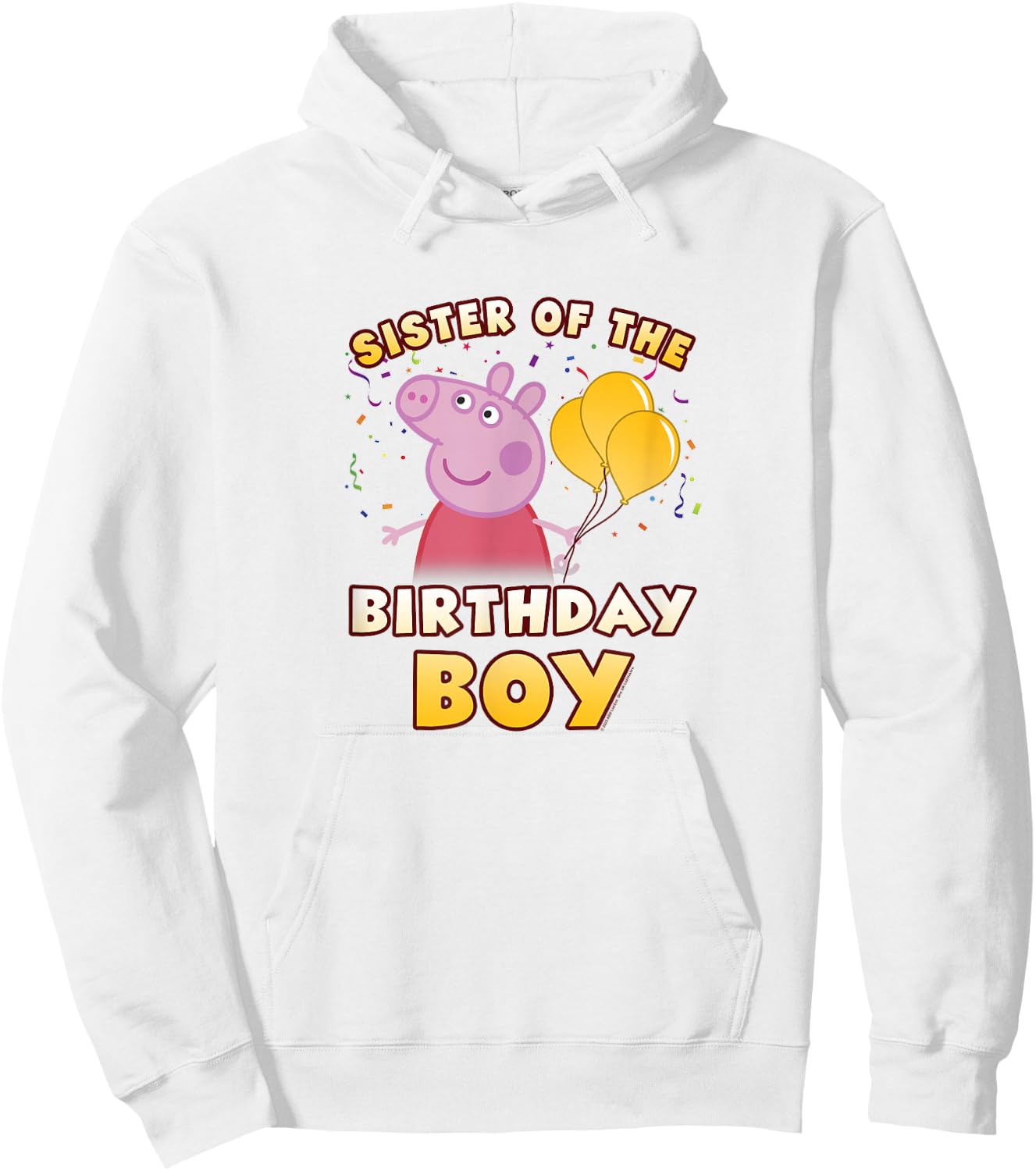 Peppa Pig Sister Of The Birthday Boy Holiday Confetti Logo Hoodie - Hoodie | White