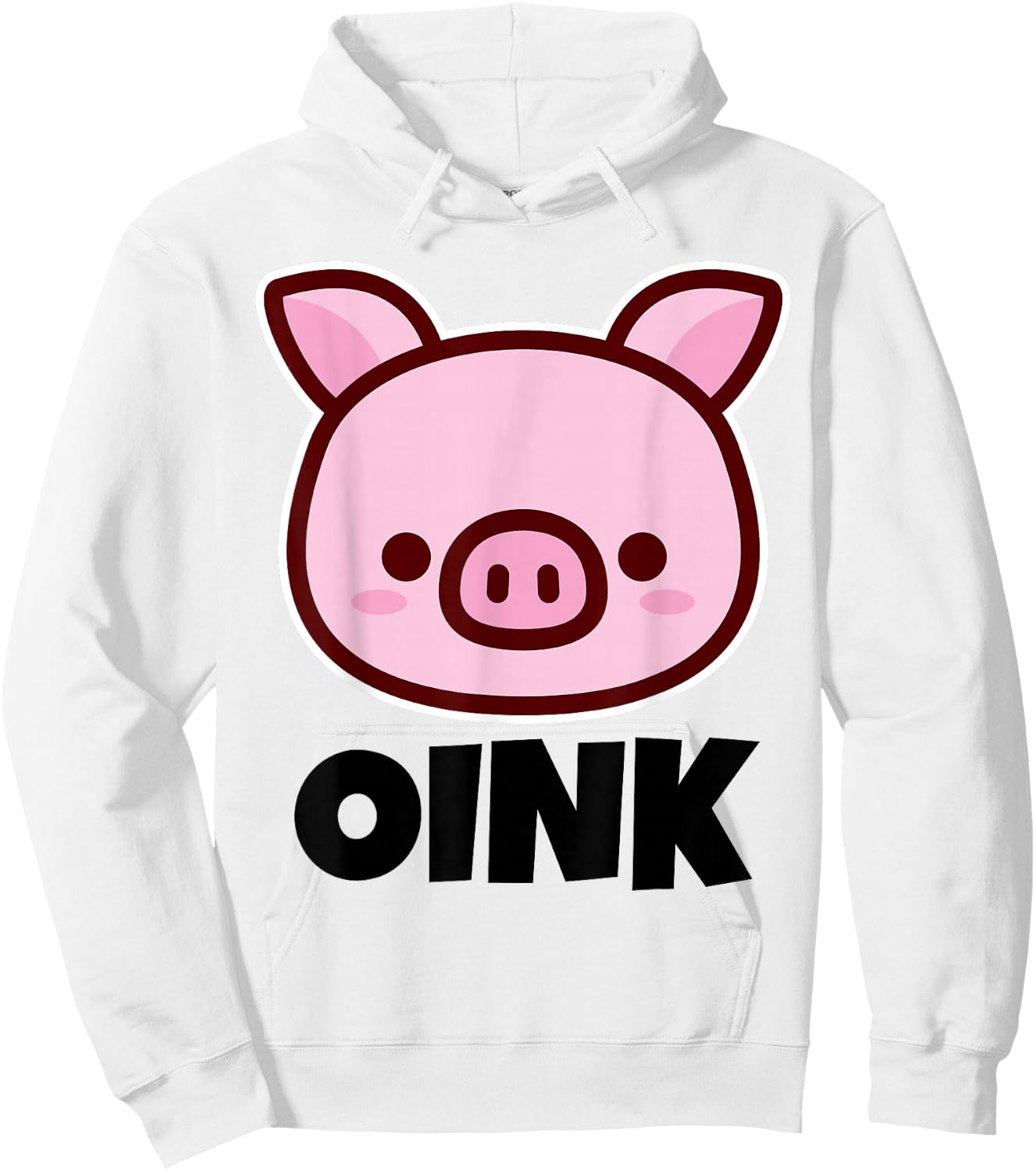 OINK Cute Childrens Pig Design for Kids | Cartoon Pig Face Hoodie - Hoodie | White