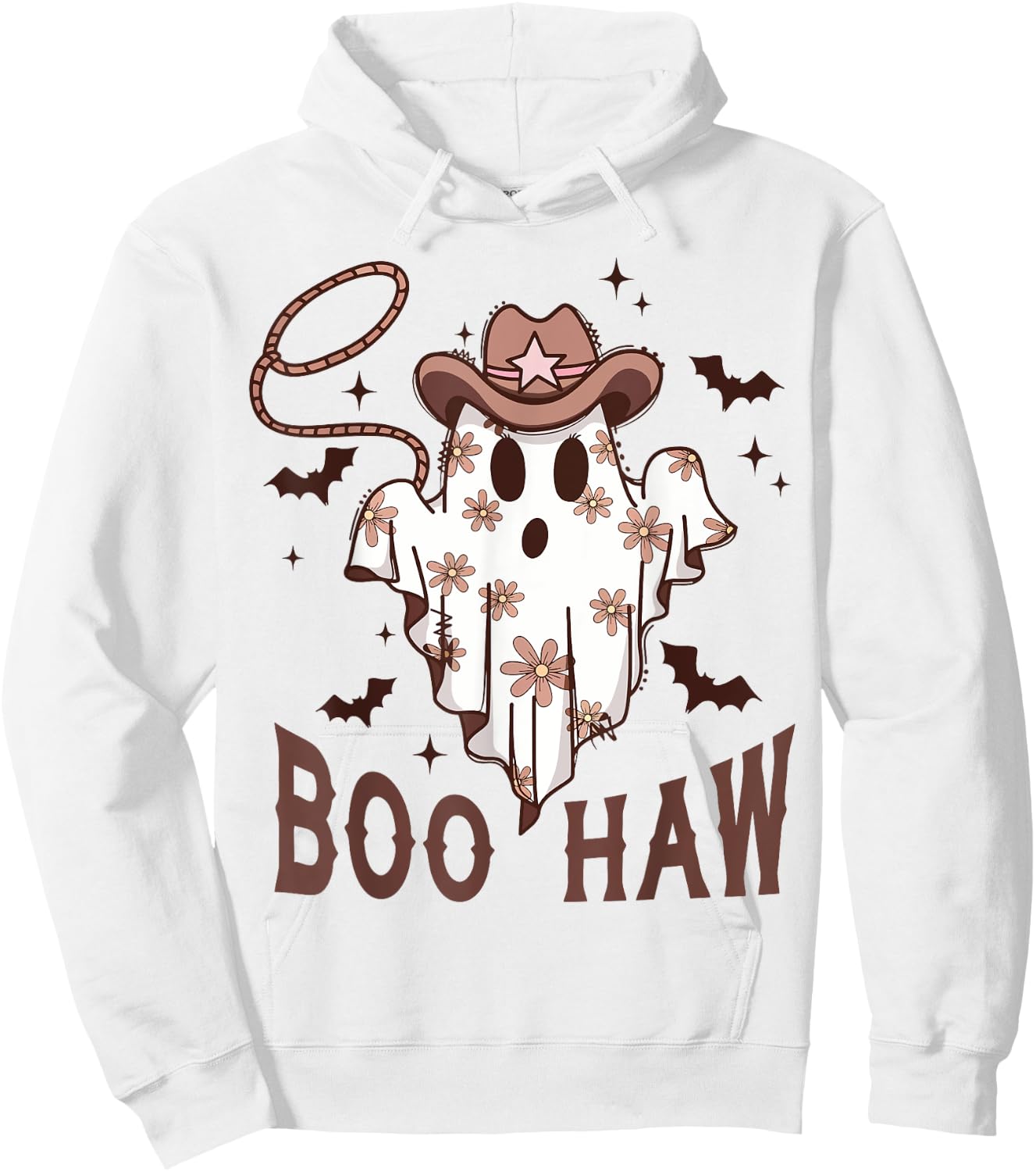 Boo Haw Cute Ghost Funny Cowboy Cowgirl Western Halloween Hoodie - Hoodie | White