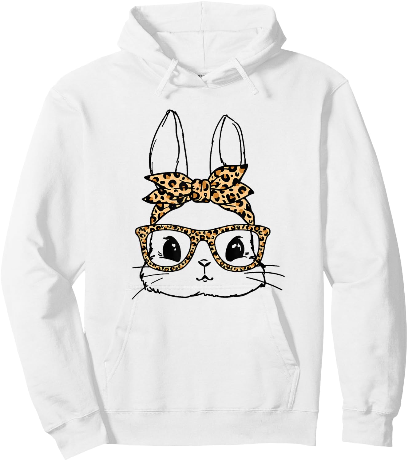 Cute Bunny Face Leopard Glasses Bandana Easter Christian Hoodie - Hoodie | White