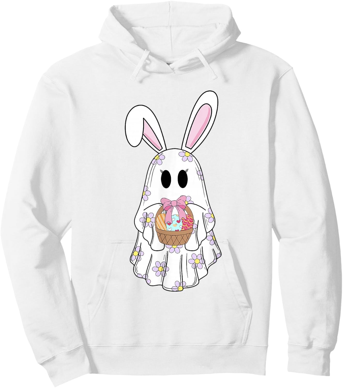 Bunny Boo Ghost Boojee Egg Easter Basket Spring Happy Easter Hoodie - Hoodie | White