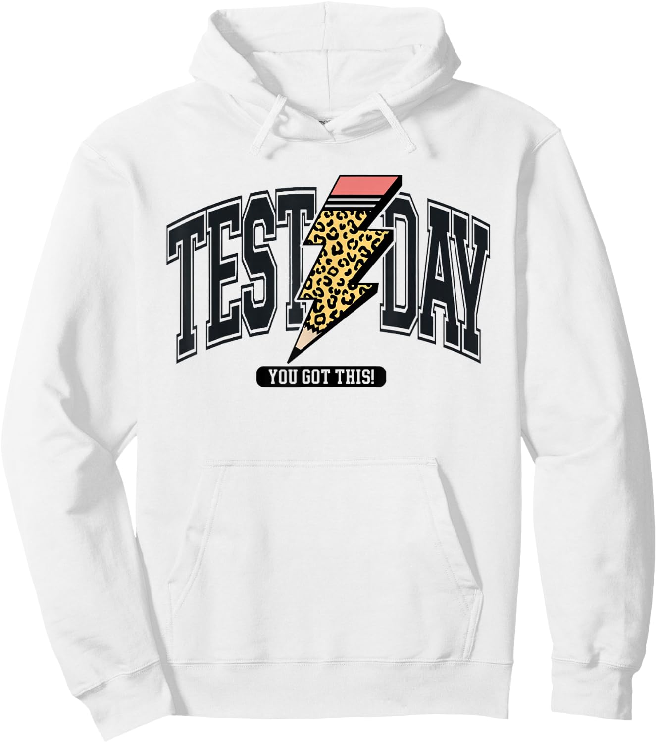 Vintage Test Day You Got This Leopard Lightning Bolt Pencil Hoodie - Hoodie | White