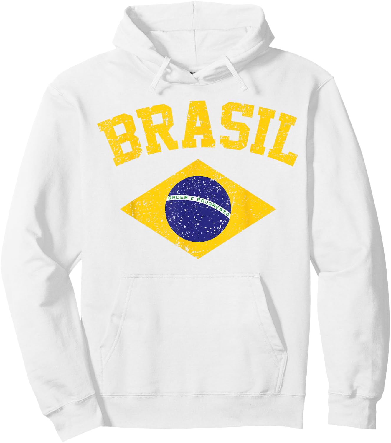Brazilian National Flag Vintage Patriotic Football Brazil Hoodie - Hoodie | White