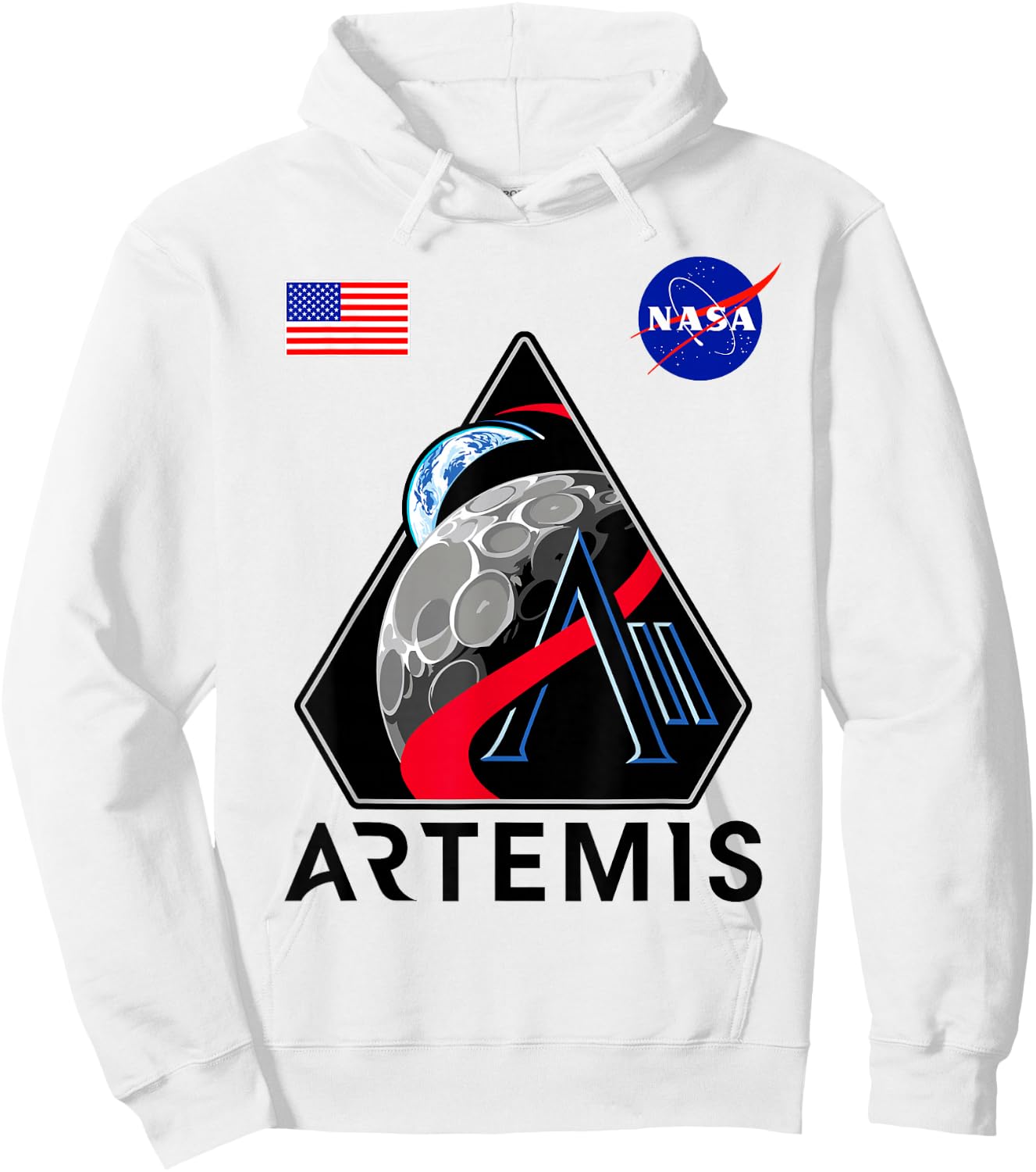 NASA Artemis II Mission Patch Commemorative Meatball Logo Hoodie - Hoodie | White