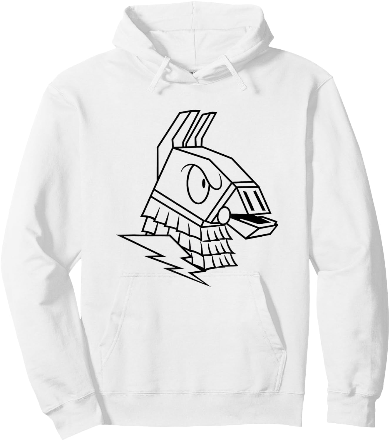 Fortnite Angry Llama Big Face Outline Art Chest Portrait Hoodie - Hoodie | White