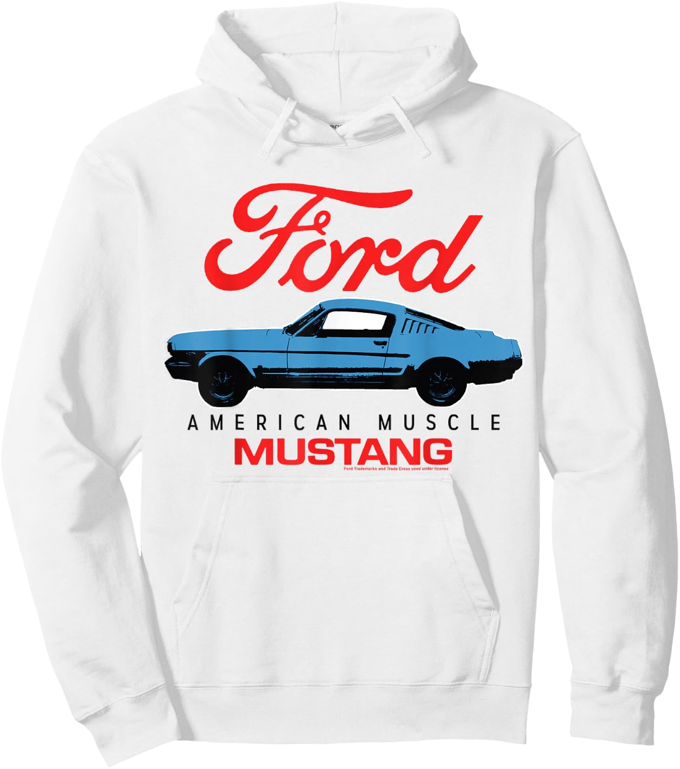 Ford Blue Mustang American Muscle Car with Red Logo , White Hoodie - Hoodie | White