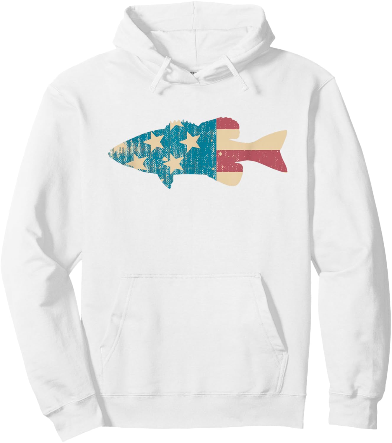 Largemouth Bass Fishing - American Flag Fishing Hoodie - Hoodie | White