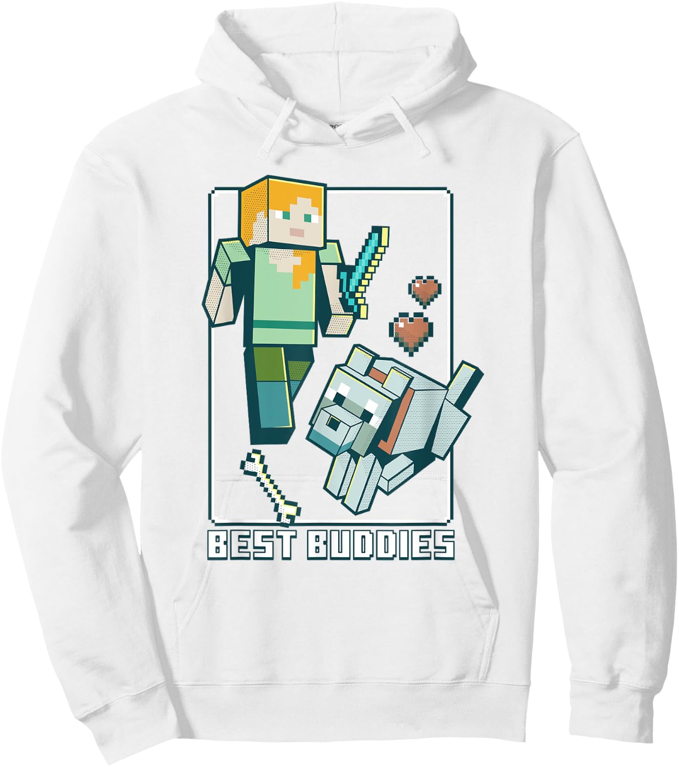 Minecraft Alex and Wolf Best Buddies Hoodie - Hoodie | White