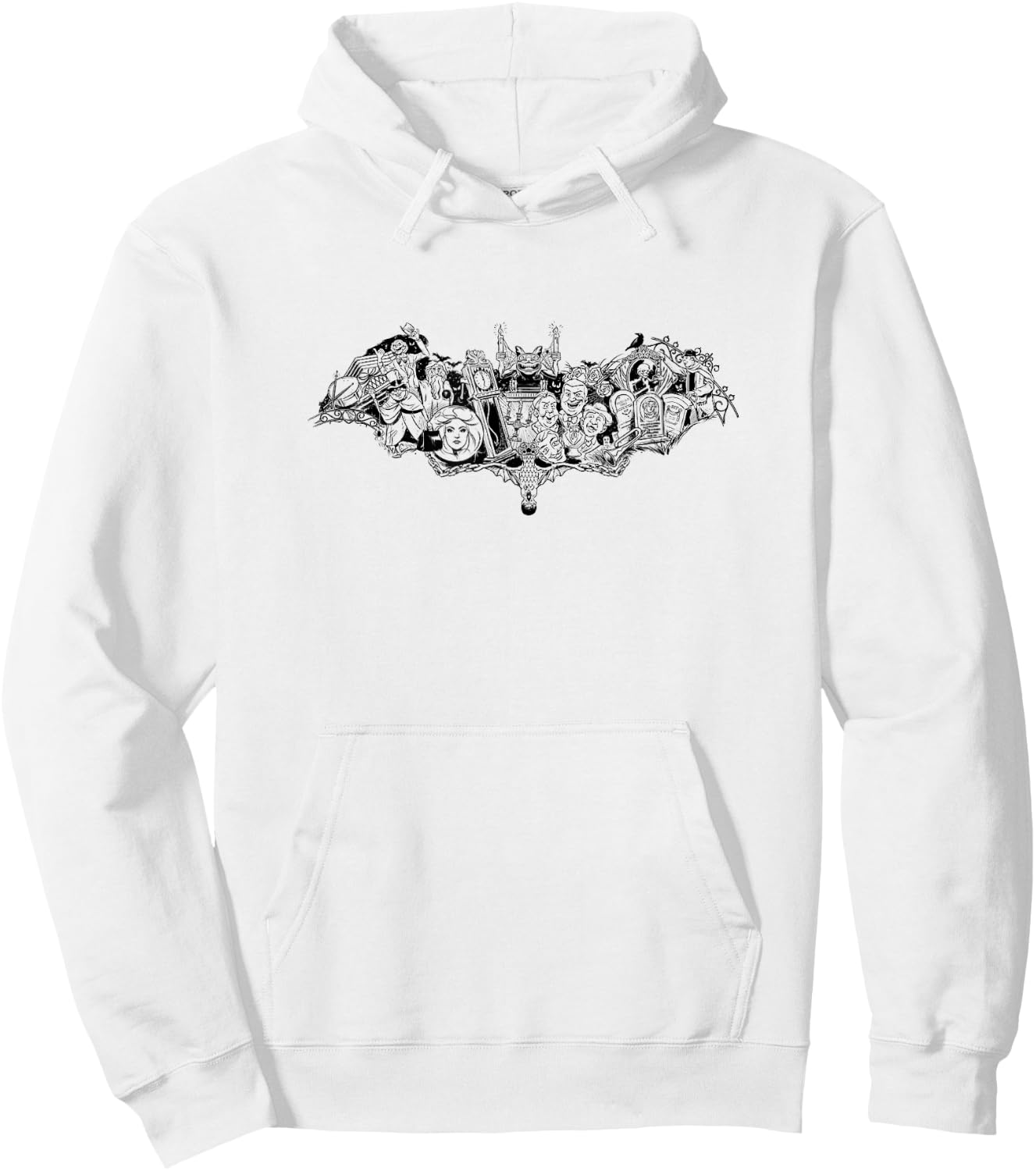 The Haunted Mansion Iconic Characters Mashup Bat Silhouette Hoodie - Hoodie | White