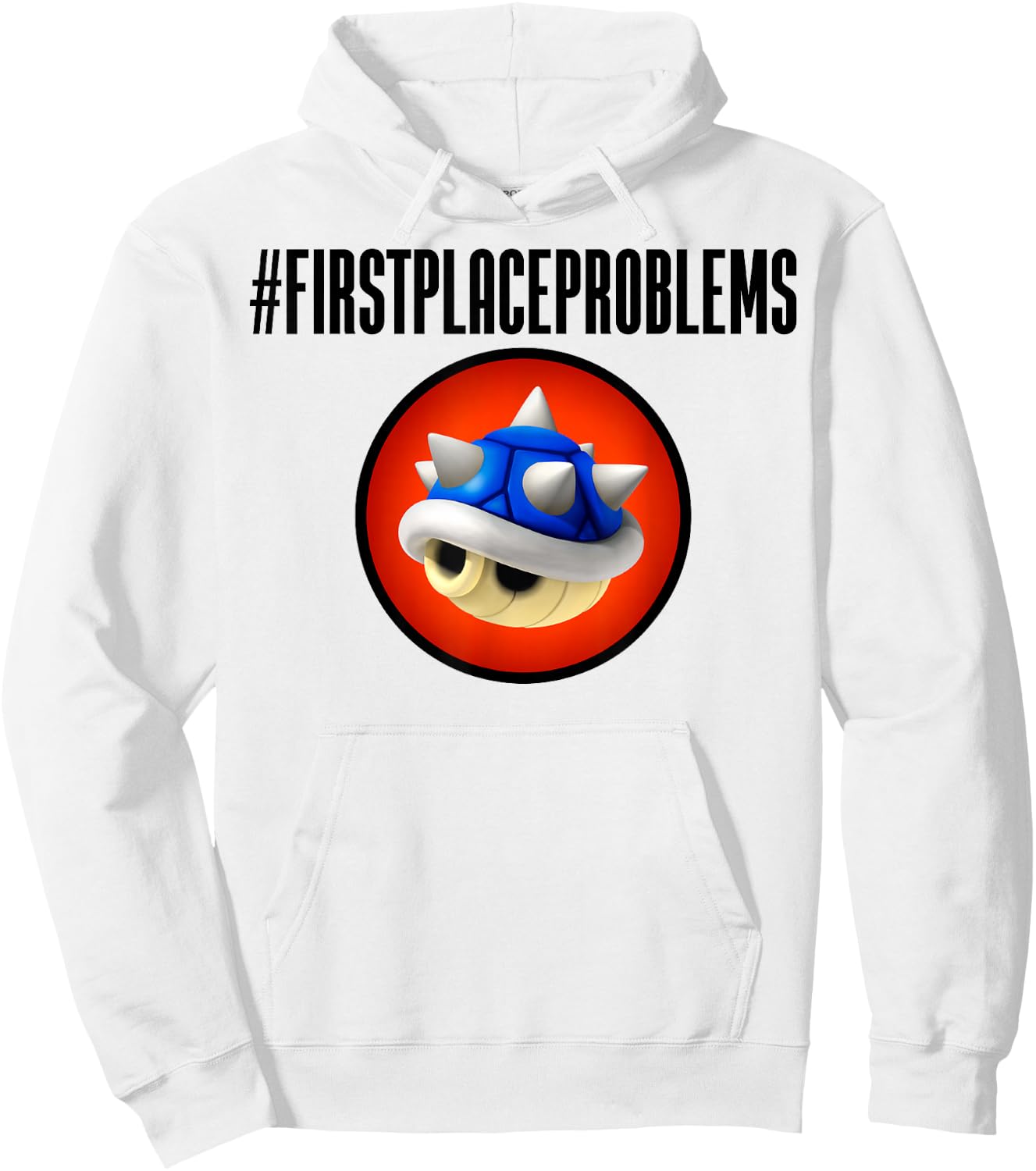 Nintendo Mario Kart First Place Problems Blue Shell Text Hoodie - Hoodie | White
