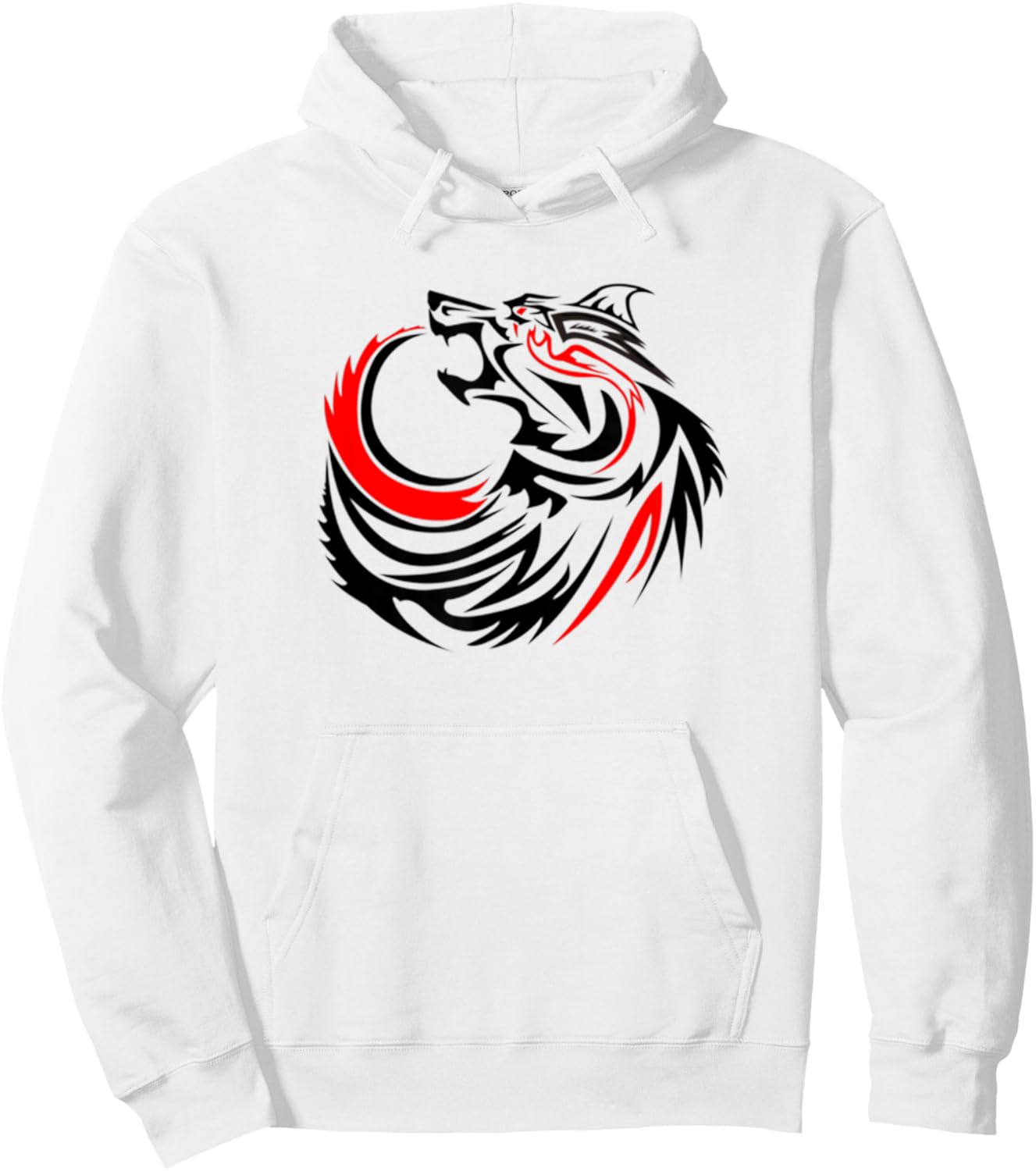Wild Wolf -Retro Lone Teen Black Wolf Face Shirt Hoodie - Hoodie | White