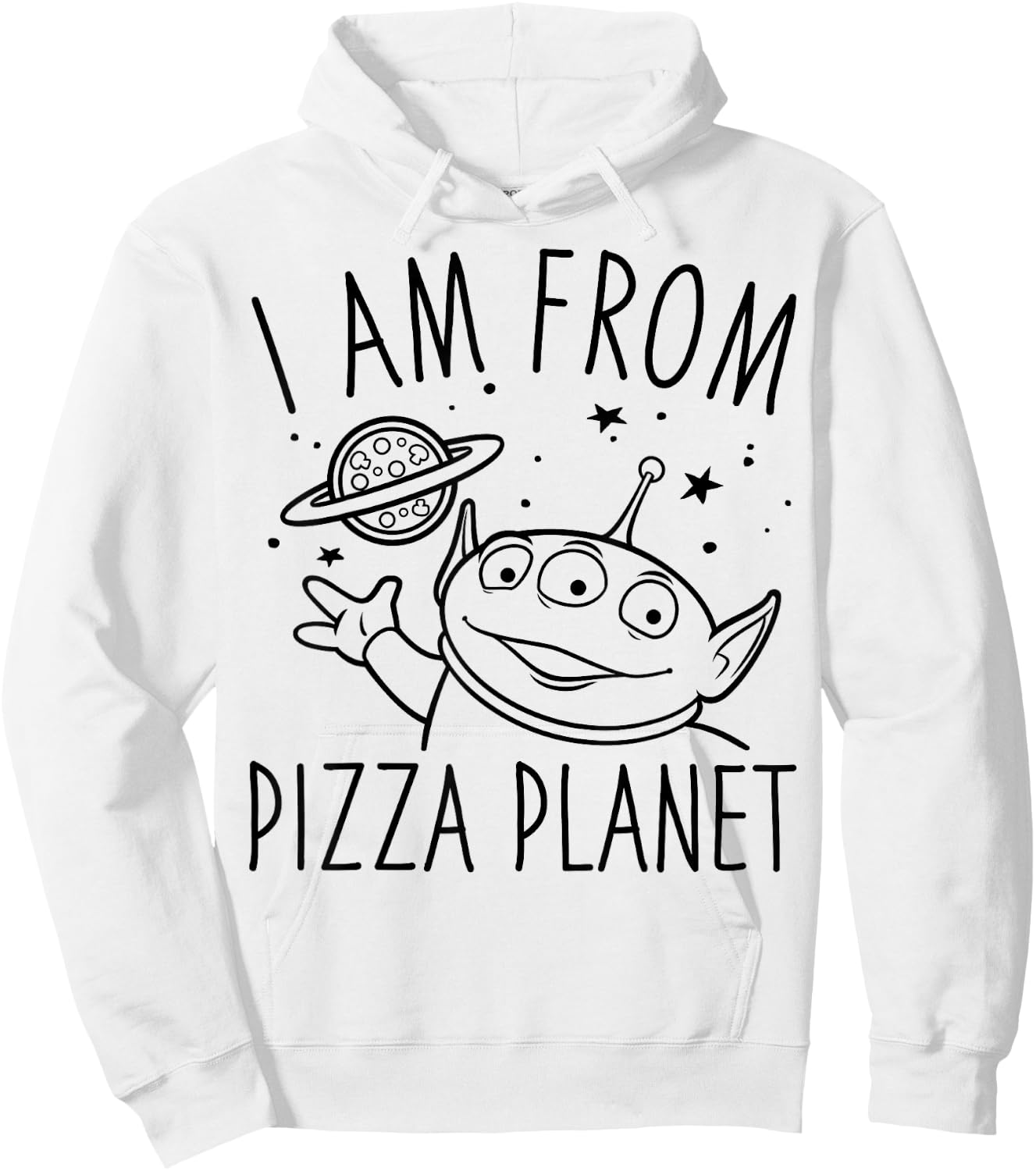 Disney Pixar Toy Story Alien I Am From Pizza Planet Line Art Hoodie - Hoodie | White