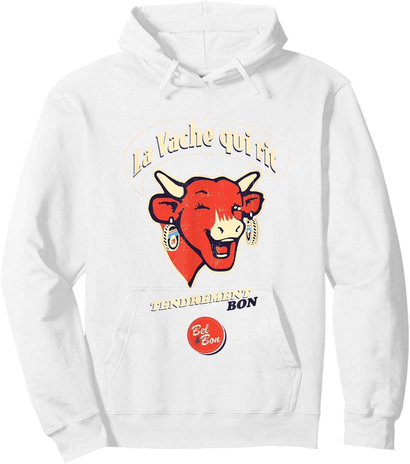 The Laughing Cow French Slogan Hoodie - Hoodie | White