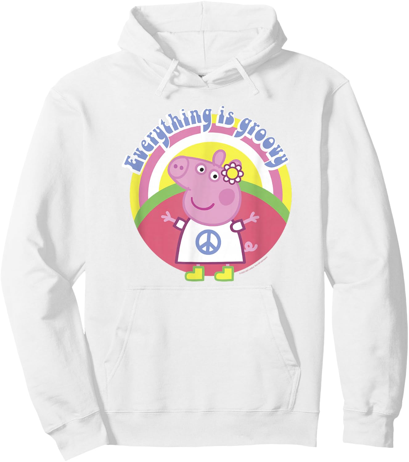 Peppa Pig Everything Is Groovy Retro Style Peace Sign Hoodie - Hoodie | White