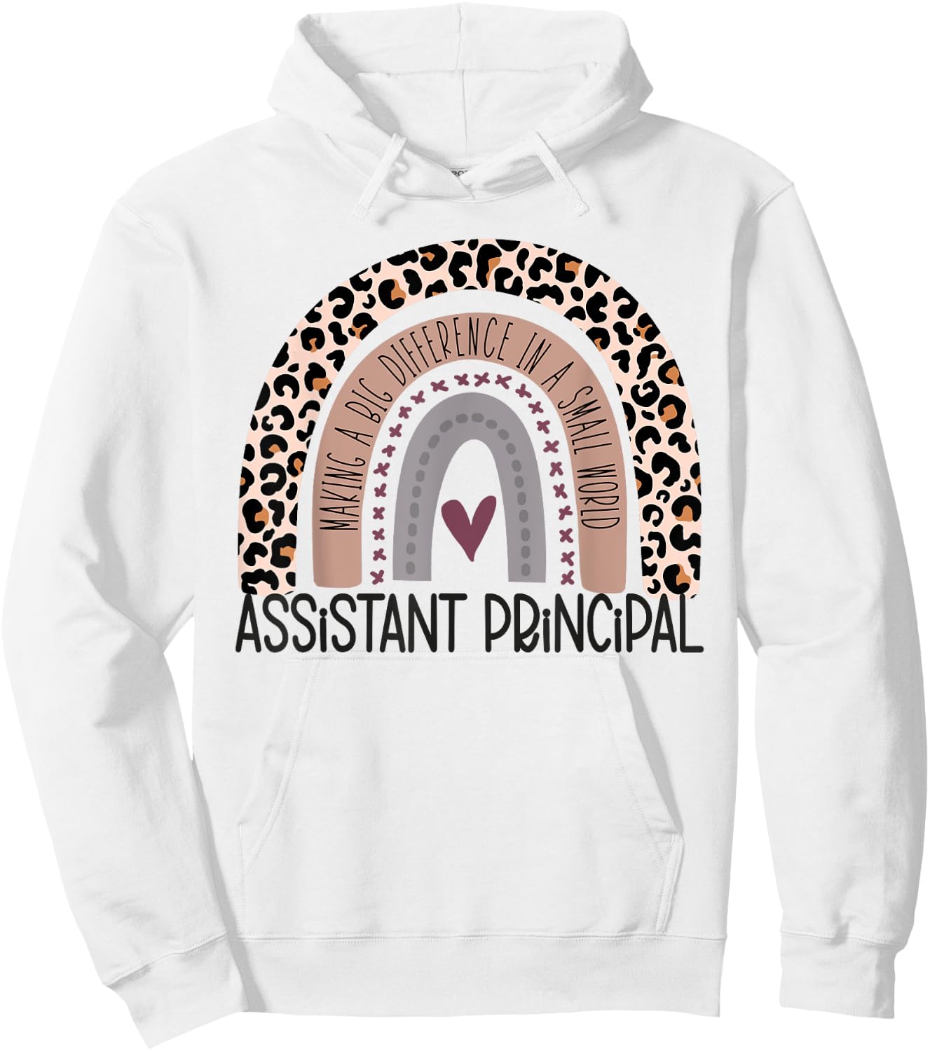 Assistant Principal Appreciation Leopard Print Rainbow Hoodie - Hoodie | White