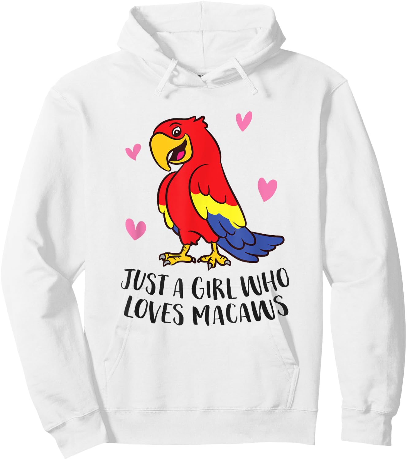 Just a Girl Who Loves Macaws Cute Macaw Girl Hoodie - Hoodie | White