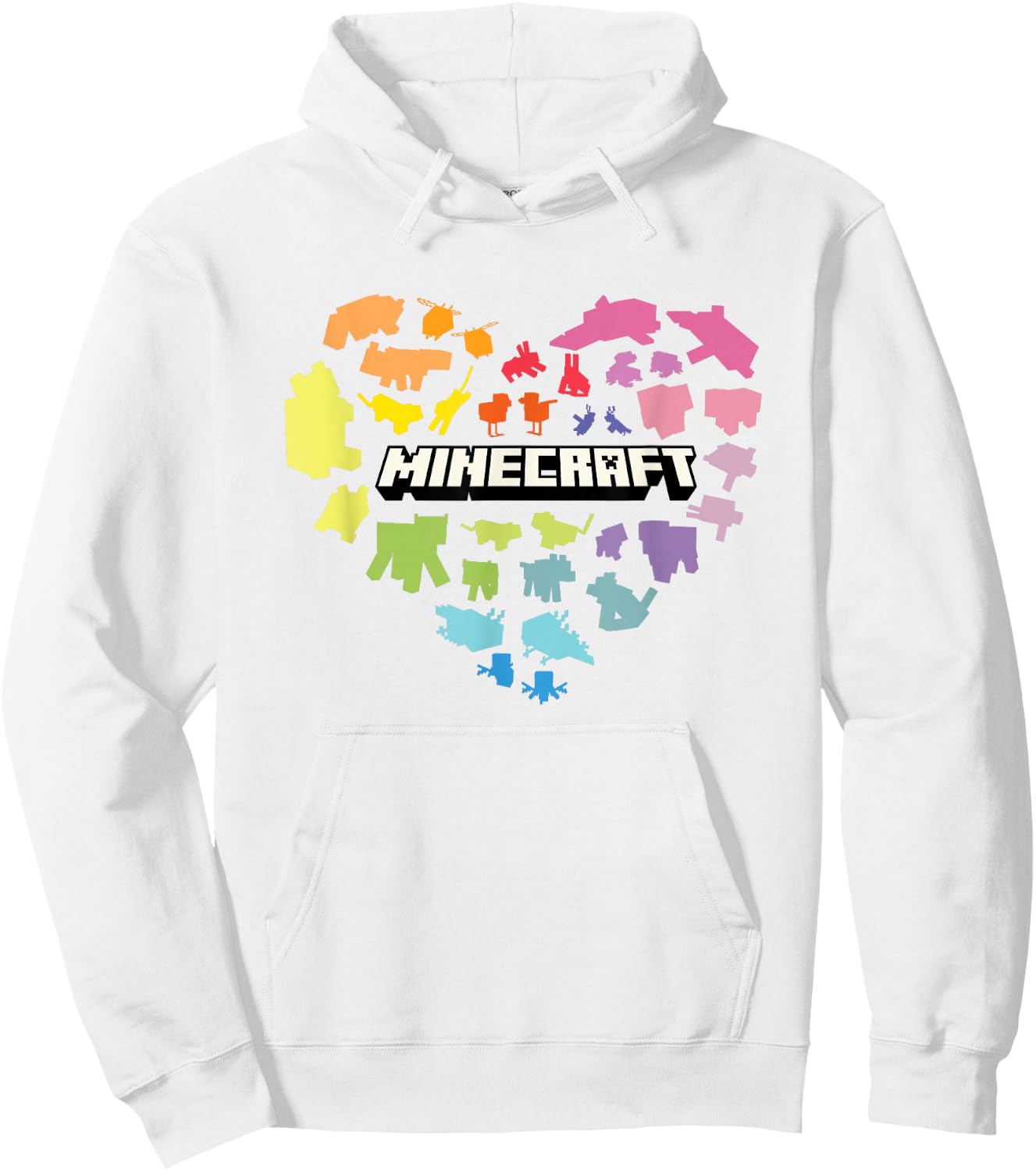Minecraft Valentine's Day Heart Shaped Rainbow Icons , white, S Hoodie - Hoodie | White