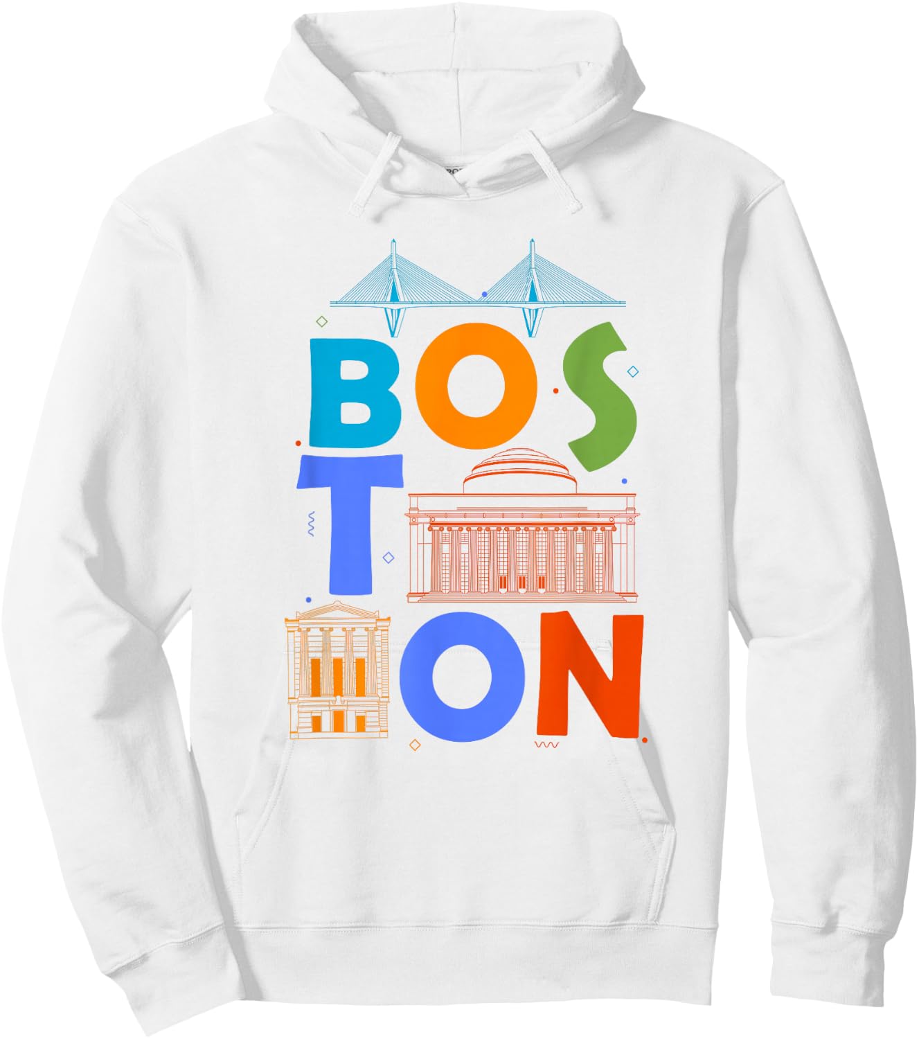Boston Souvenir Men Massachusetts Skyline Boston Hoodie - Hoodie | White
