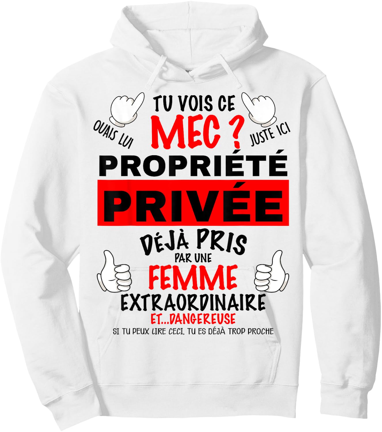Private Property Attention Woman Jealous Humor Couple , white, S Hoodie - Hoodie | White