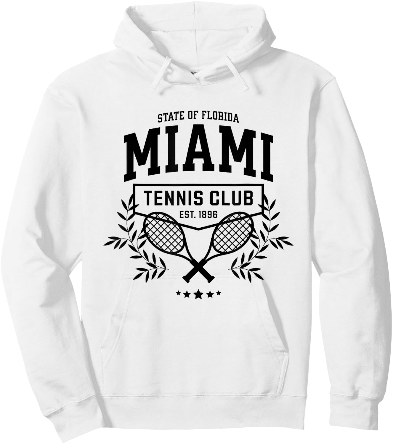 Miami Tennis, Varsity Player Style Graphic Hoodie - Hoodie | White