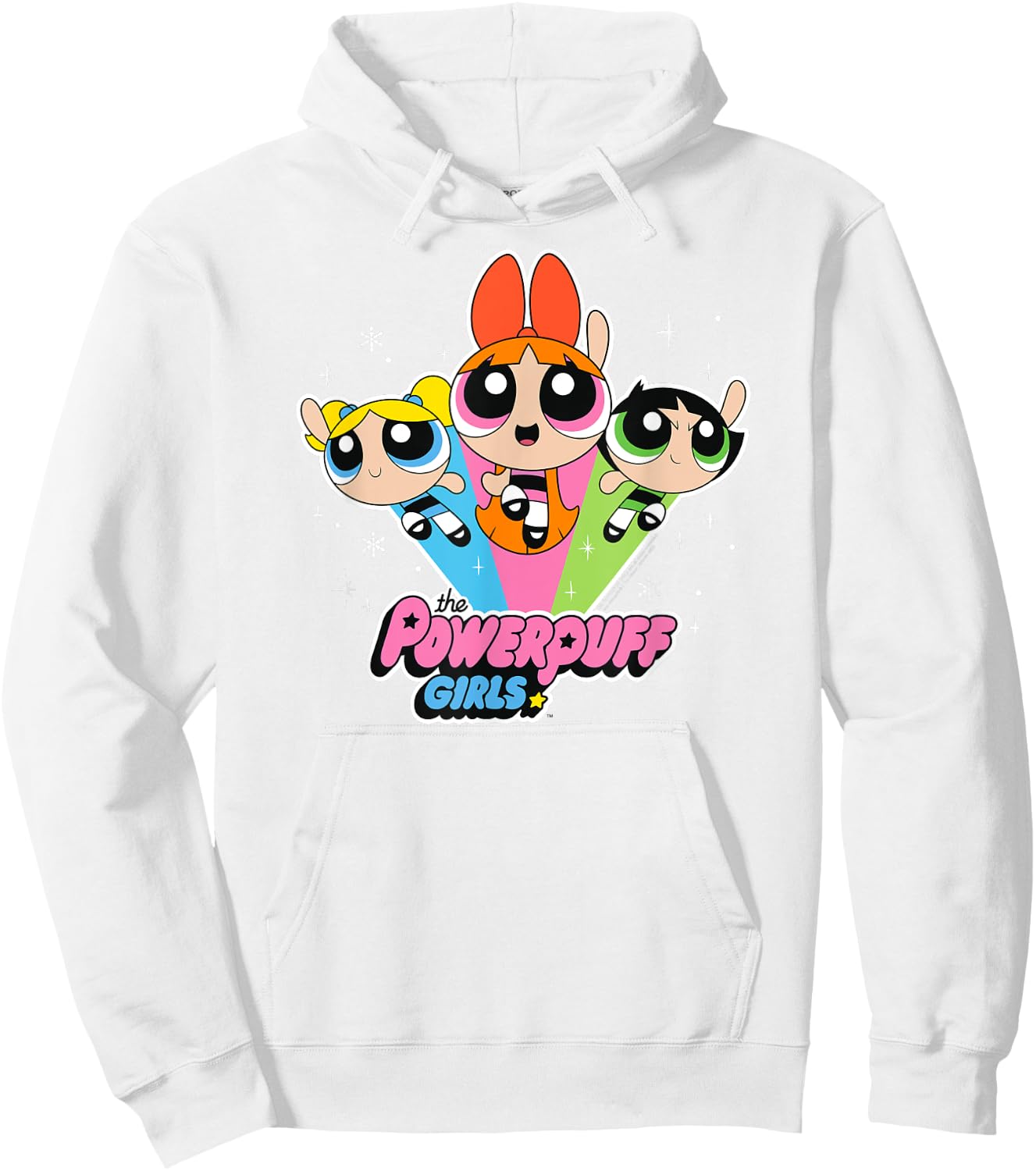 Cartoon Network The Powerpuff Girls Logo With Snowflakes Hoodie - Hoodie | White