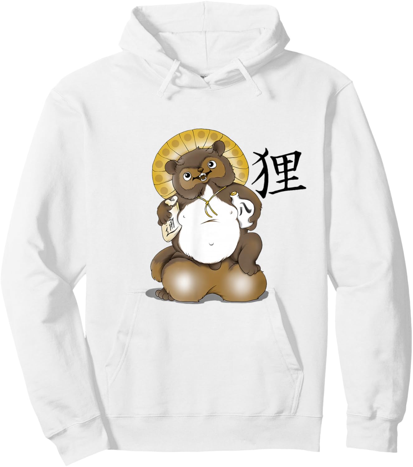 Tanuki Bake-danuki Japanese Raccoon Dog Lucky Sack Shirt Hoodie - Hoodie | White