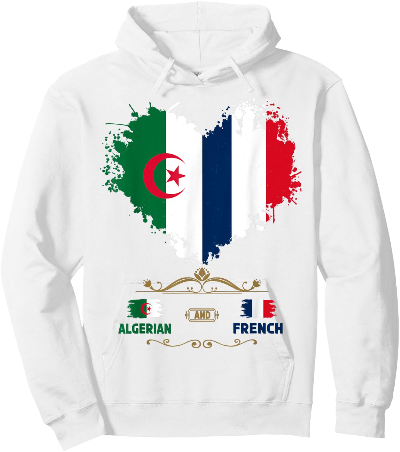 Algerian French Roots Outfit Idea with Algerian Flag Hoodie - Hoodie | White